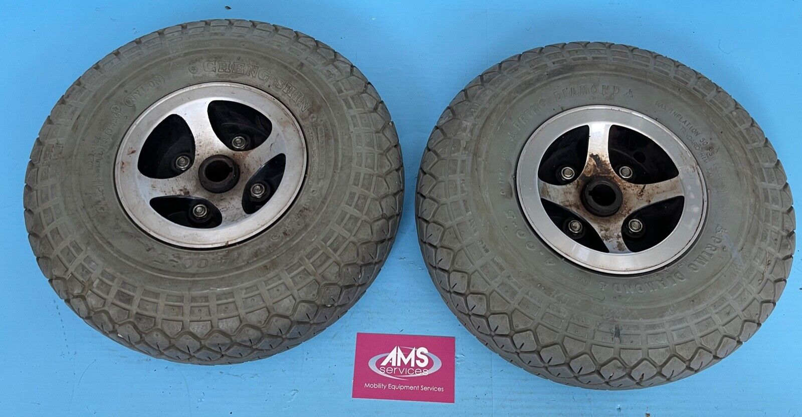 Pair of Invacare Comet & Orion Mobility Scooter Rear Wheels & Solid