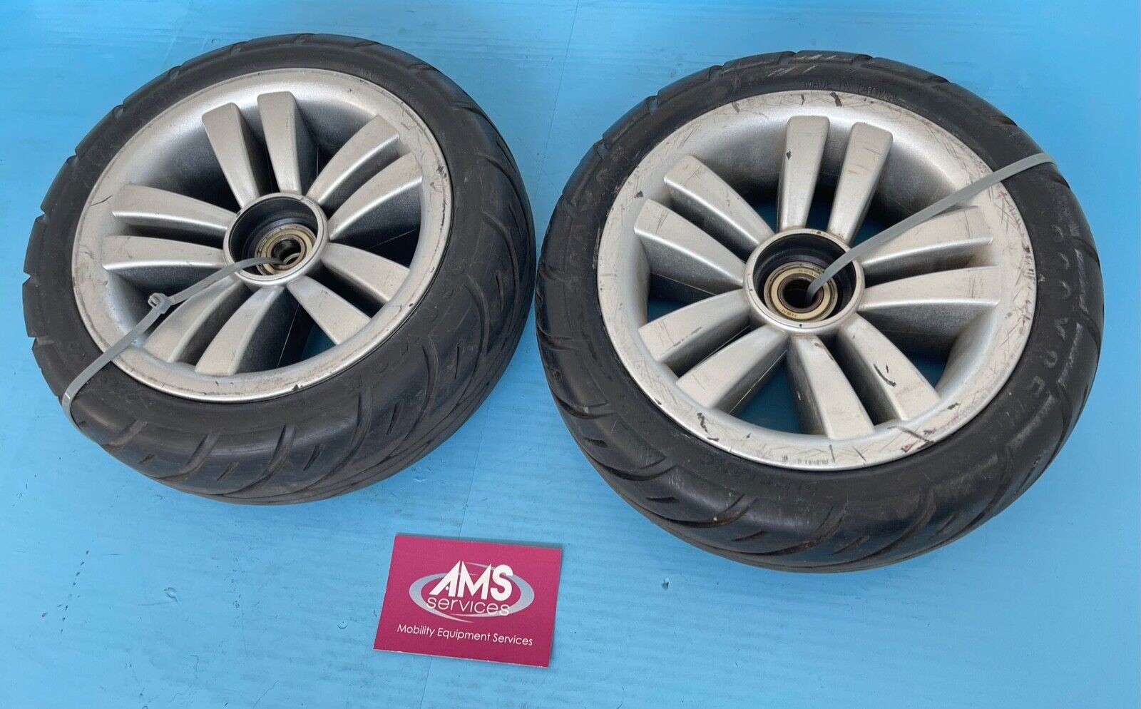 Pair of Shoprider Valencia 4mph Mobility Scooter Front Wheels & Solid