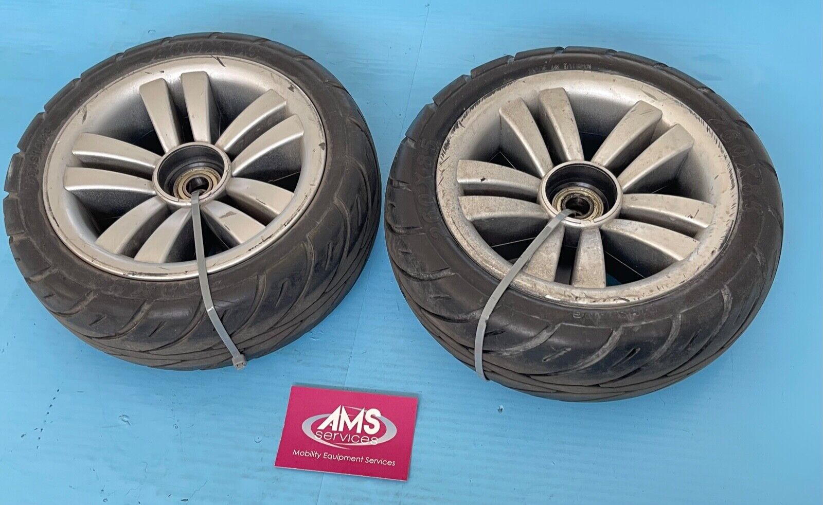 Pair of Shoprider Valencia 4mph Mobility Scooter Front Wheels & Solid